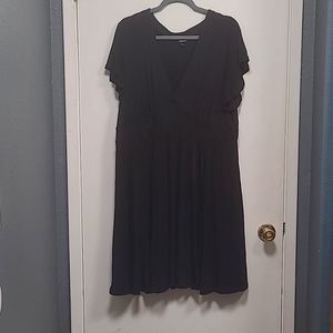 Black V-neck flutter sleeves dress
